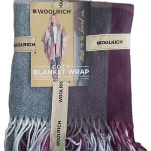 Woolrich Cozy Blanket Wrap Shawl Scarf Fringe Reversible Soft Winter Accessory